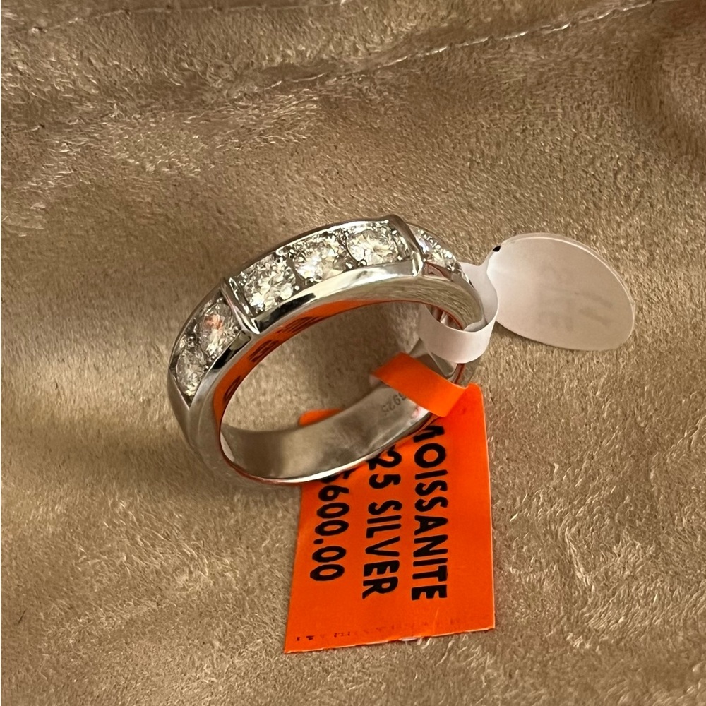 Men’s Moissanite Diamond Silver Band